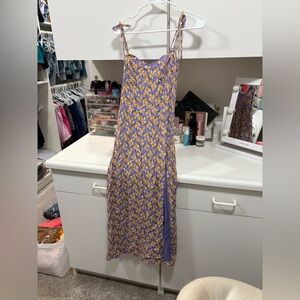 Audrey 3+1 purple floral midi slit dress small